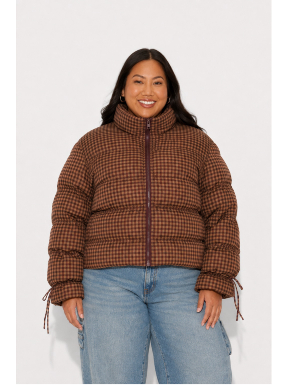 Wild Fable - Brown Gingham Puffer New Size XXL